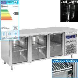 Table frig. vent. 3 portes vit. gn1/1 405 l.