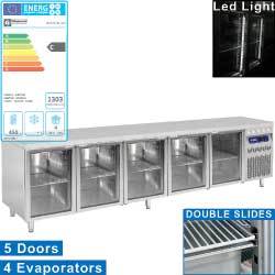 Table frig. vent. 5 portes vit. gn 1/1, 700
