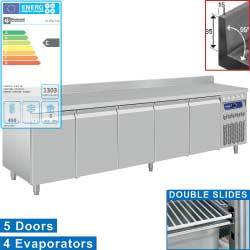 Table frigor.murale vent.5 portes gn1/1 700l