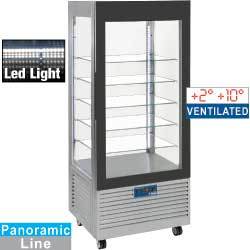 Vitrine panora. 5 niv., ventile,480l. (inox)