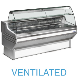 Comptoir-vitrine refr vitre bombee vent.