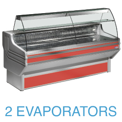 Comptoir-vitrine refrigere - vitre bombee
