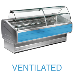 Comptoir vitrine refrig.vitre bombee vent.