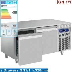 Soubassement refrig.2 tiroirs gn 1/1-h 200mm