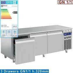 Soubassement refrig. 3 tiroirs gn1/1-h 200mm