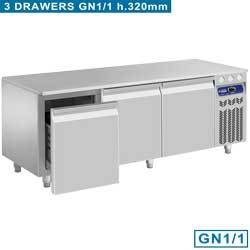 Soubassement refrig. 3 tiroirs gn1/1-h 200mm