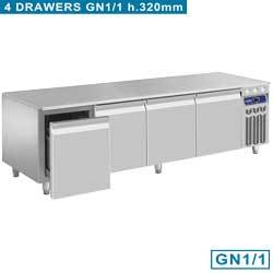 Soubassement refrig.-4 tiroirs gn1/1-h 200mm