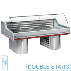 Comptoir vitrine refr.vitre bombee sur socle