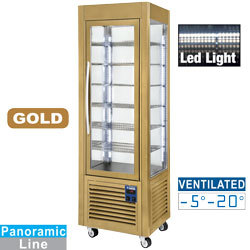 Vitrine panora. ventil. 5 grilles,360l gold