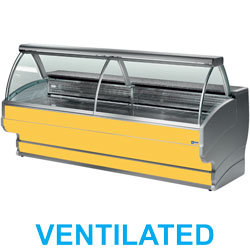 Comptoir vitrine refrig.vitre bombee vent