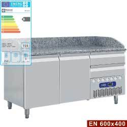 Table frigo 2 p.600x400 + 2 tir. neutres