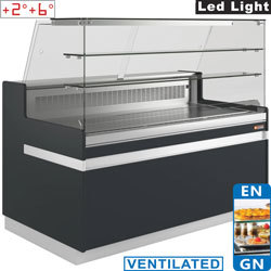 Comptoir vitrine en & gn, vitre haute, vent.