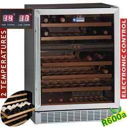 Vitrine a vins, vent.160lit., 2 temp., black