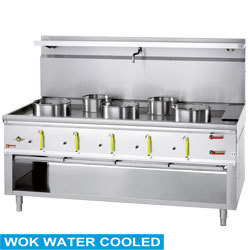 Fourneau wok 5 bruleurs, avec rideau d'eau