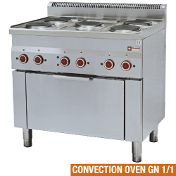 Fourneau 5 plaques + four conv. électrique gn 1/1