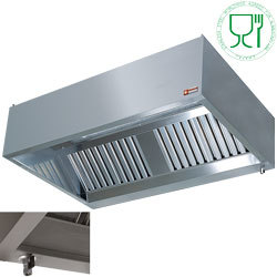 Hotte murale "gastro" 2a filt.inox lab.950 m³/h