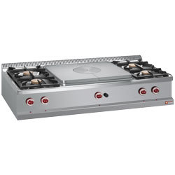 Cuisiniere.4feux 2gx + 2dx + plaq.coup feu gaz