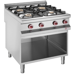 Fourneau avec 4 bruleurs gaz sur placard