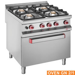 Fourneau 4 feux sur four gaz