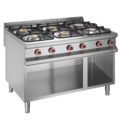 Fourneau avec 6 bruleurs gaz sur placard