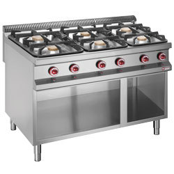 Fourneau avec 6 bruleurs gaz sur placard