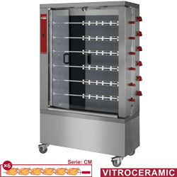 Rotissoire a poulets vitro. 6 bro.