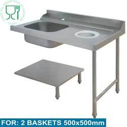Table de prelavage - droite + vide-dechets