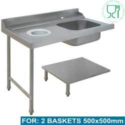 Table de prelavage - gauche + vide-dechets