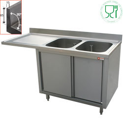 Plonge 2c.400x500x275 eg.gx s/armoire + esp.lv