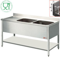 Plonge 2 cuves 500x500xh325 1 eg.gx + t/i