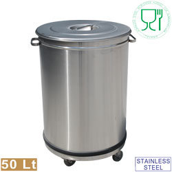 Poubelle "etanche" inox 50 l. sur roues