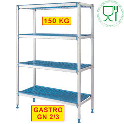 Rayonnage lineaire en aluminium anod. 4 niv.