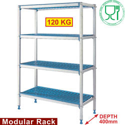 Rayonnage lineaire en aluminium anod. 4 niv.